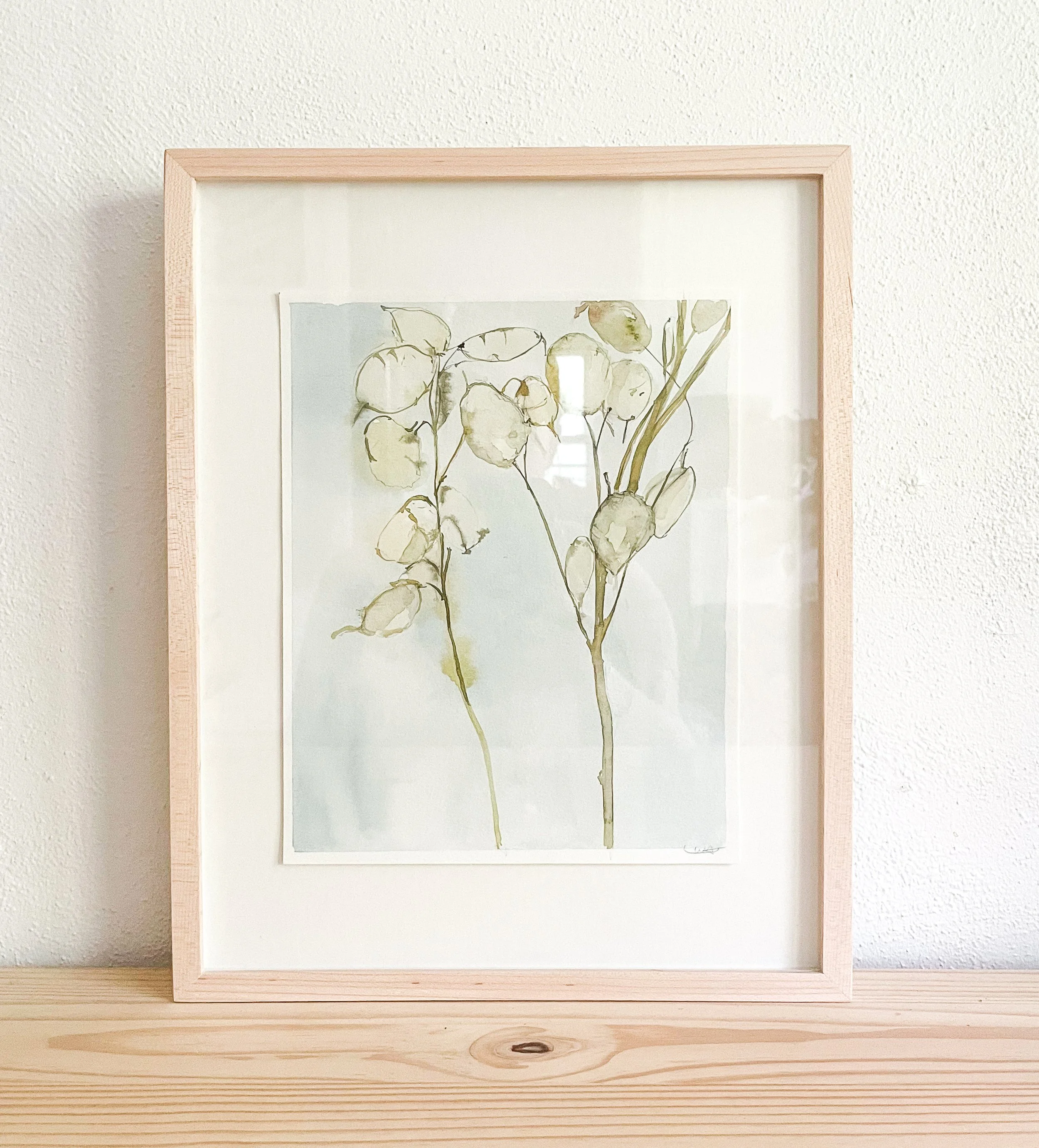 Lunaria Original Framed 11x14 Watercolor Painting — LaCott Fine Art